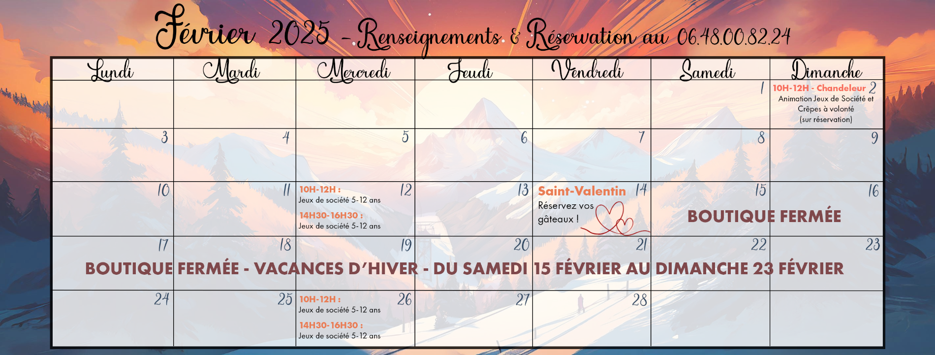 Planning Février