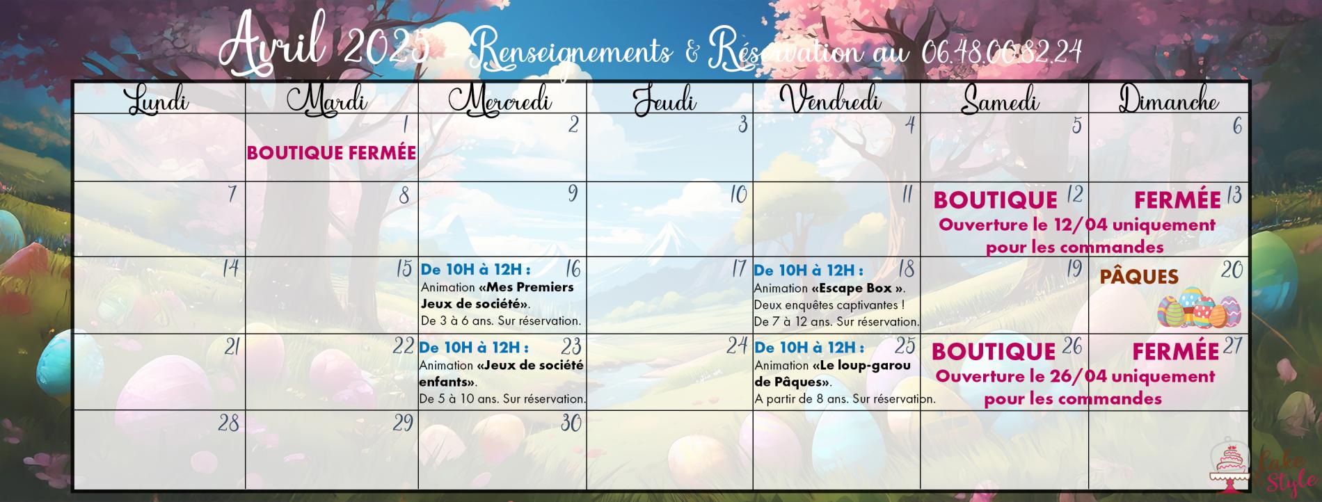 Planning Avril